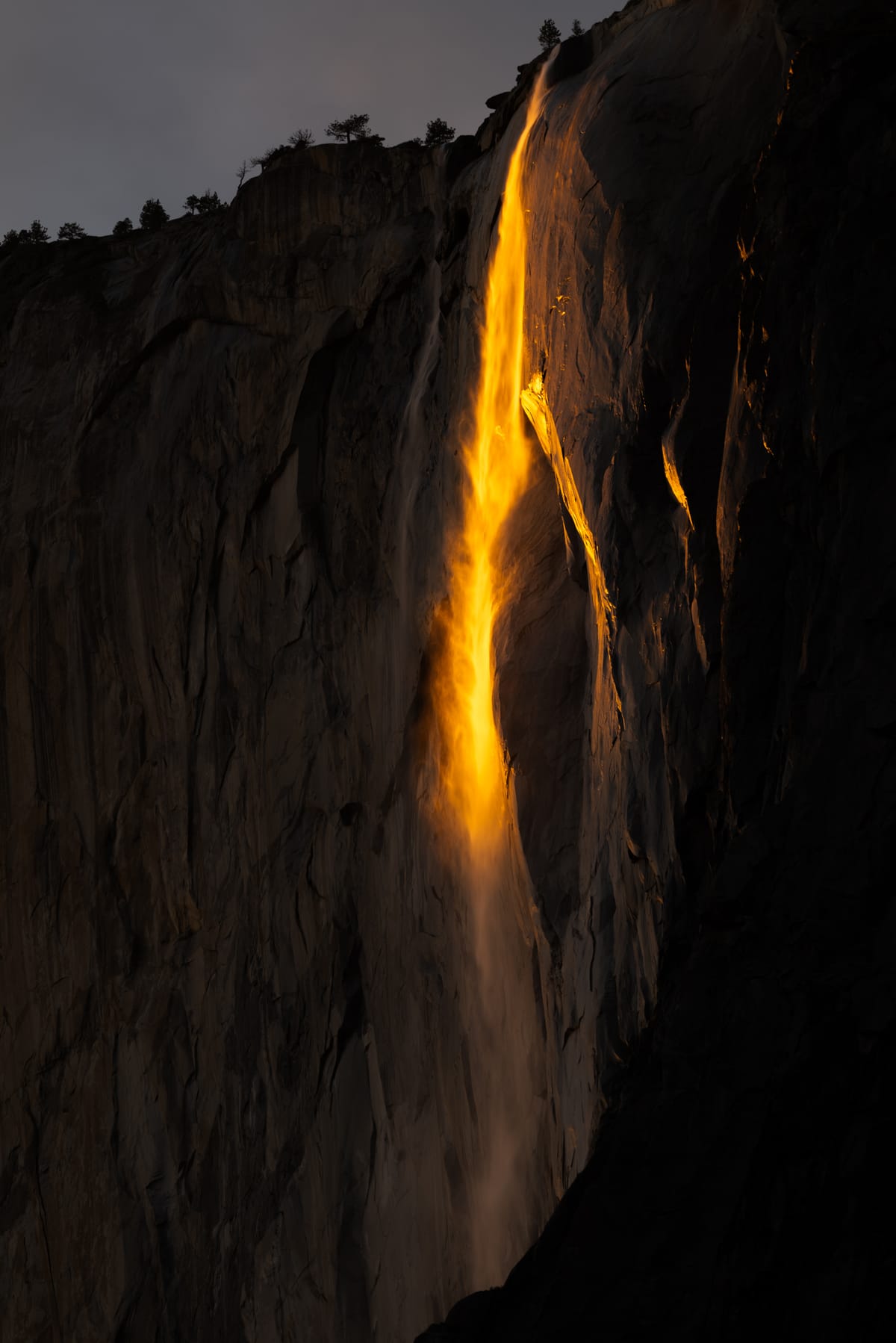Horsetail Fall at sunset, February 2026